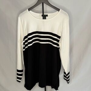 Grace Black & White Striped Long Sleeve Sweater Blouse Size 2XL E.U.C.